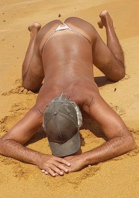 Ladysilva on all fours on the beach