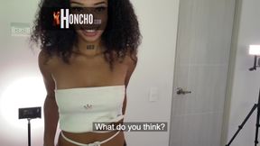 Deep-throated by a petite step-daughter's curly-haired, ebony beauty's perfect bod - Veronica Rojas