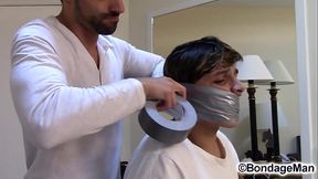 Tapegagged Axel Franco in bondage movie preview