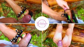 Outdoor Forest Footjob & Shoejob with Green Toes – Blonde Blowjob and Cum on Feet