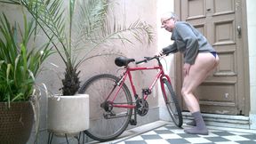 On the bike playing