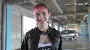 Luna, a cute and petite 18-year-old, tries out her first porn casting