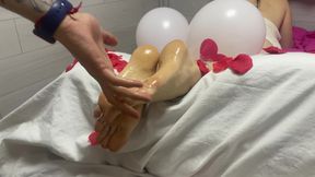 Valentine's Footjob Fantasy: Oiled Soles &amp; Rose Petals