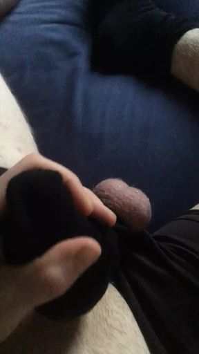 Balls bondage and cock with sleeve and condom socks fuck