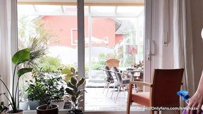 Naked Window Cleaning with a Hot Brunette in a Sheer Dress and No Panties  Amy Haze