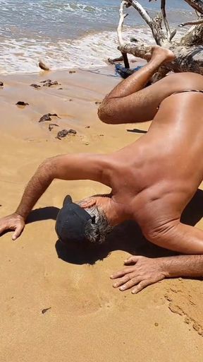 Ladysilva Taking off Her Panties on the Beach Showing off Her Tanned Ass
