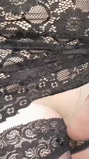 Dani_leg in Black Stockings Enjoys the Big Load