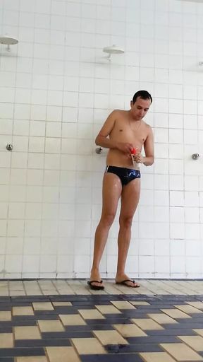 Having a nice shower after my swim