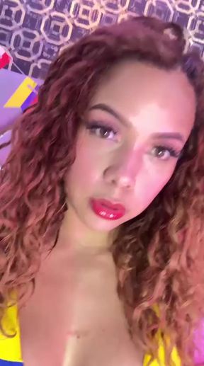 Curvy amateur blonde GF plays with big dick in solo teen tit act
