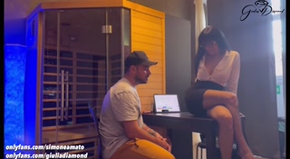 Professor Giulia Diamond fucks her student Simone Amato while tutoring him