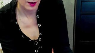 Busty amateur MILF in black blouse