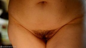 view of my hairy pussy while i`m walking on a treadmill