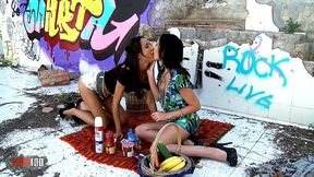 francys belle and amel annoga messy lesbian food sex