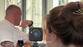 behind the scenes! cute funky town in hard double fucking on the set of porn with her stepbrothers!