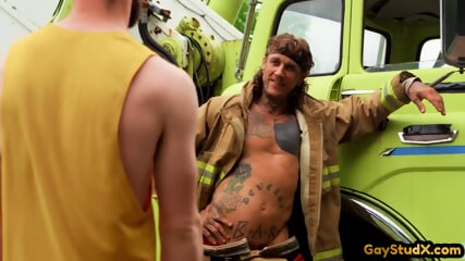 Big cock dom jock in uniform fucks barebacked bottom outdoor