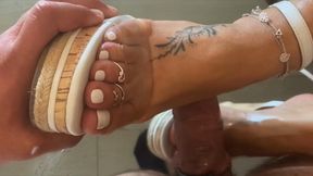 Fuck my wedges FOOTJOB CUMSHOT