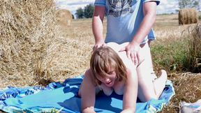 Dogging in front of a tractor driver