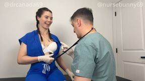 Nurse Bunny Teaches Dr. Canada How to Auscultate Her Heart 4K