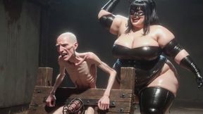 Skinny Slave Penis Locked & Whipped by Fat SSBBW Dominatrix - Humiliation