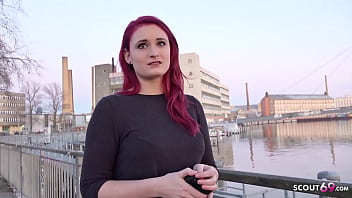 GERMAN SCOUT - Rothaarige Studentin Melina bei Strassen Casting in Berlin gefickt