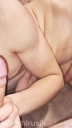 Epic moment from &quot;I spied on a huge cock bathing and gave a powerful thick cock a blowjob until I came!&quot;