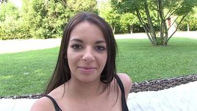 sexy frenchie fingers herself outside for casting call