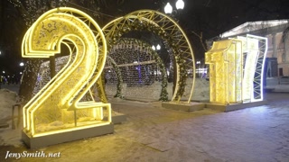 Jeny Smith naked in snow fall walking through the city