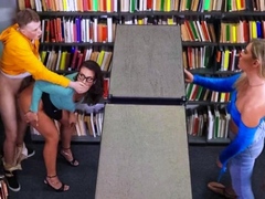 Milf teacher banged doggystyle by young man in the library