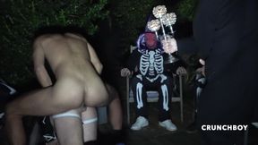 Creampied outdoors for Halloween night
