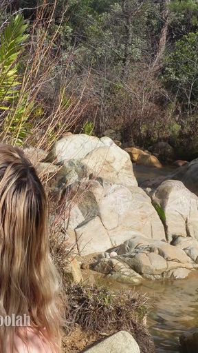Petite Blonde Gets Outdoor Facial By The Creek   Clip 2
