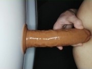skinny gay fucks ass with a huge dildo