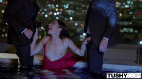 TUSHY - Sultry actress Emily gets dped by her two co-stars