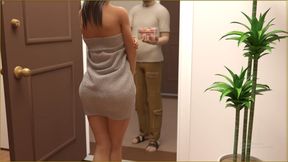Wife Drops Towel And Seduce Neighbour Old man Infront Of Cuckold Husband