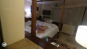 Share a room on vacation with horny stepmom