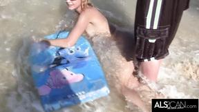 ”Six Horny Lesbian Girls Go At It On A Public Beach”