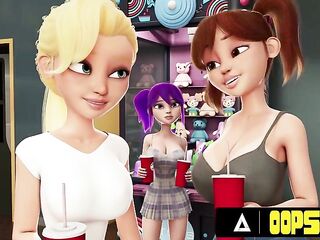 OOPSIE - 3 Futa Allies Whip Out Dicks For Wild Hardcore Trio In Theater! ANIMATED PORN!
