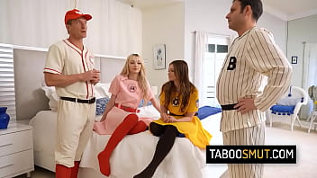 Horny stepdaughters fucked by their stepdads after getting naughty with a baseball bat - Cecelia Taylor, Mazy Myers