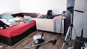 Amateur Emma vacuuming the room  Amateur wife gives me a handjob until I cum