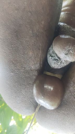 Dick &amp; ball streching outdoor