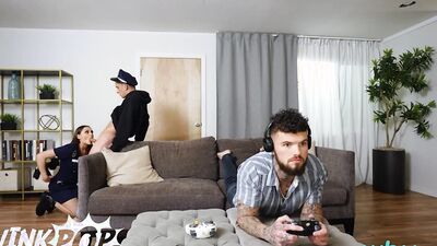 TWINKPOP - Sexy Officer Aften Opal Gets Fucked By Two Bisexual Young Guys Theo Brady & Hatler