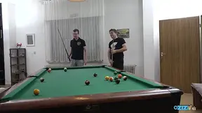 Threesome guys get handjobs from MILF with big ass and tits