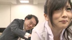 Hot milf giving head in the office is sexy Japanese AV Model