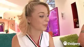 Cheerleader Savannah Camden takes big tool
