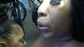 two sexy ebony girls fuck a biker