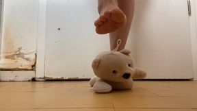 Giantess Barefoot Trampling: Crushing Tiny Teddy Bear