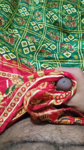 Cum shot on green bandhani silk crepe saree