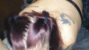 Blonde wife begs for more from the back