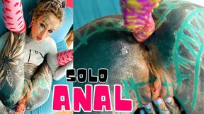 skinny Tattoo girl plays with her ANAL hole - sextoy masturbation