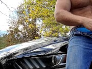 Hot Guy Cums Outside By Road