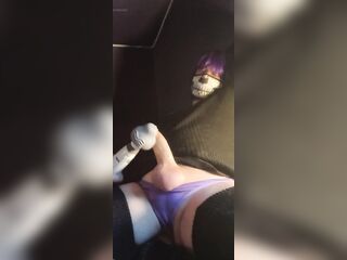 Explosive climax from massager with Raven LeTrap